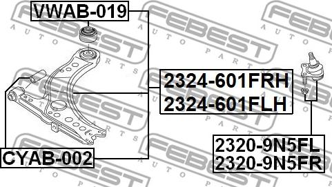 Febest 2324-601FLH - Носач, окачване на колелата parts5.com