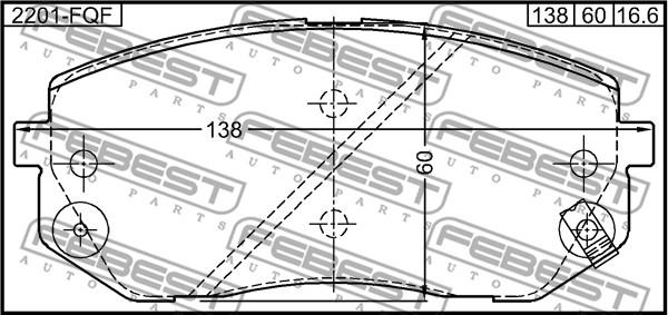 Febest 2201-FQF - Sada brzdových platničiek kotúčovej brzdy parts5.com