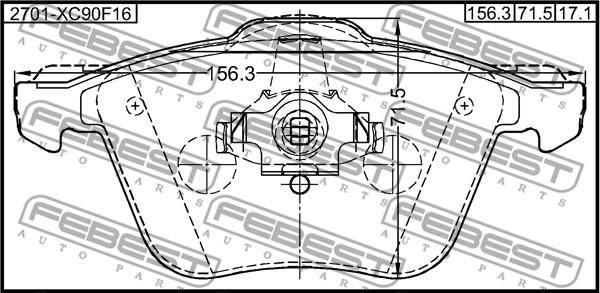 Febest 2701-XC90F16 - Σετ τακάκια, δισκόφρενα parts5.com