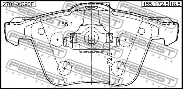 Febest 2701-XC90F - Fékbetétkészlet, tárcsafék parts5.com