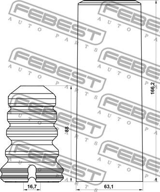 Febest BMSHB-E90R-KIT - Porvédő készlet, lengéscsillapító parts5.com