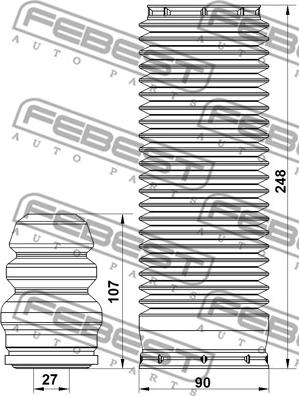 Febest FDSHB-TRVIIF-KIT - Porvédő készlet, lengéscsillapító parts5.com