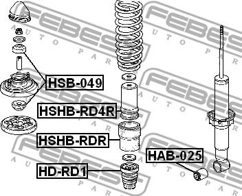 Febest HAB-025 - Persely, lengéscsillapító parts5.com