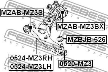 Febest MZAB-MZ3BX - Bush of Control / Trailing Arm parts5.com