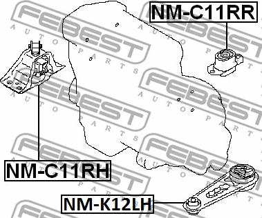 Febest NM-C11RH - Holder, engine mounting parts5.com