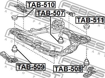 Febest TAB-507 - Mounting, support frame / engine carrier parts5.com