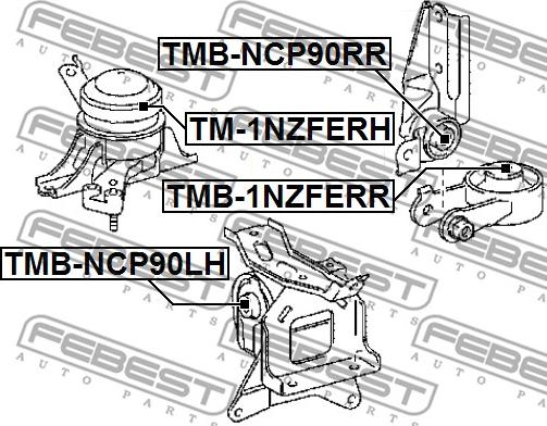 Febest TMB-NCP90RR - Łożyskowanie silnika parts5.com