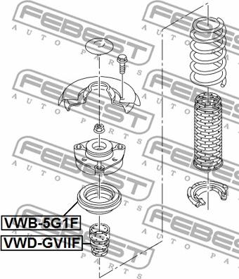 Febest VWB-5G1F - Görgőscsapágy. gólyaláb-támasztócsapágy parts5.com