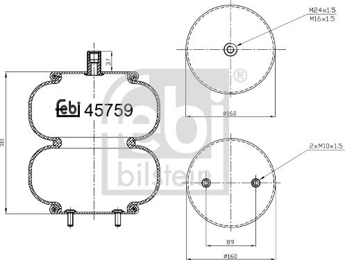 Febi Bilstein 45759 - Burduf, suspensie pneumatica parts5.com