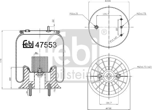 Febi Bilstein 47553 - Burduf, suspensie pneumatica parts5.com