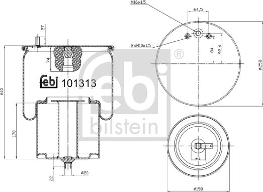 Febi Bilstein 101313 - Burduf, suspensie pneumatica parts5.com