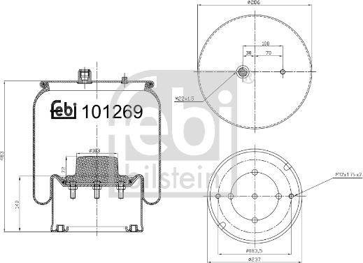 Febi Bilstein 101269 - Φούσκα, πνευματική ανάρτηση parts5.com