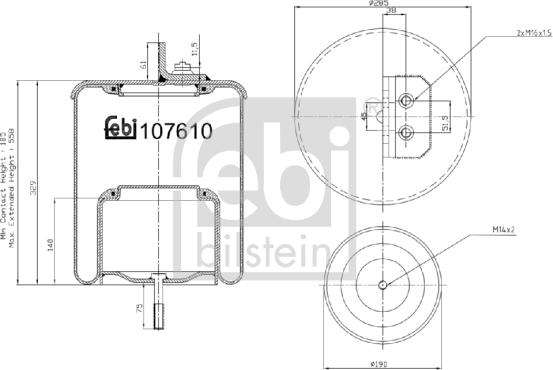 Febi Bilstein 107610 - Burduf, suspensie pneumatica parts5.com