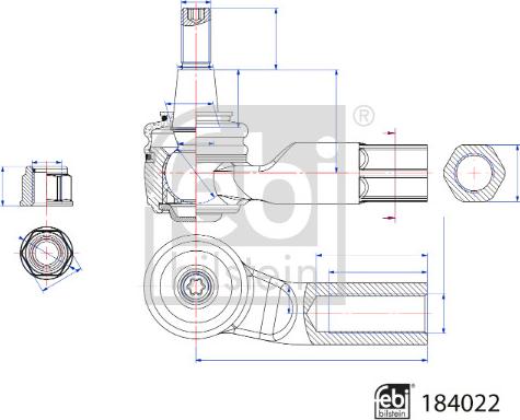 Febi Bilstein 184022 - Hlava příčného táhla řízení parts5.com