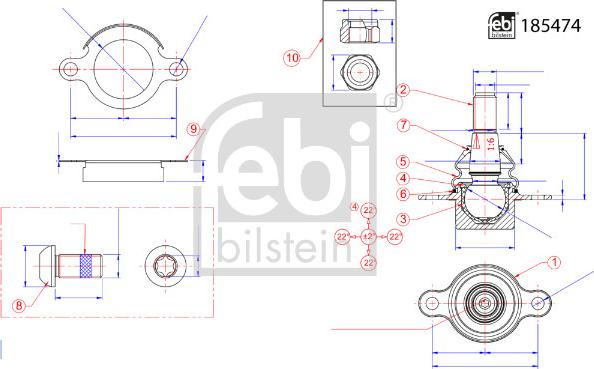 Febi Bilstein 185474 - Inner Tie Rod, Axle Joint parts5.com