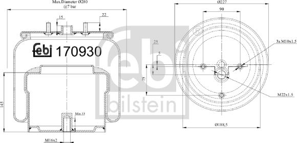 Febi Bilstein 170930 - Burduf, suspensie pneumatica parts5.com