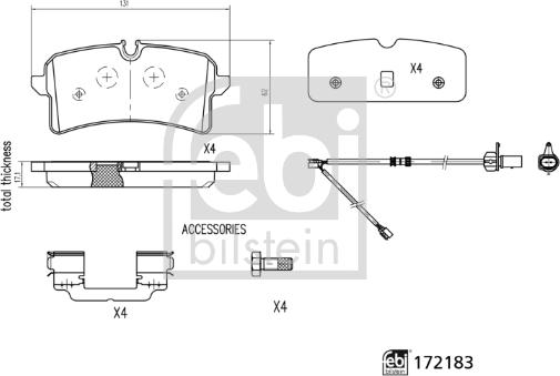 Febi Bilstein 172183 - Sada brzdových platničiek kotúčovej brzdy parts5.com