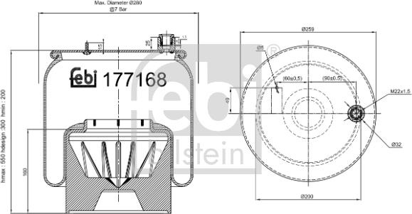 Febi Bilstein 177168 - Φούσκα, πνευματική ανάρτηση parts5.com