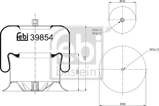 Febi Bilstein 39854 - Burduf, suspensie pneumatica parts5.com