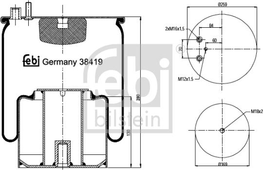 Febi Bilstein 38419 - Federbalg, Luftfederung parts5.com