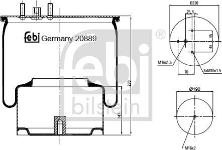 Febi Bilstein 20889 - Burduf, suspensie pneumatica parts5.com