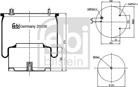 Febi Bilstein 20836 - Burduf, suspensie pneumatica parts5.com