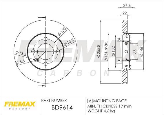 FREMAX BD-9614 - Disco de freno parts5.com