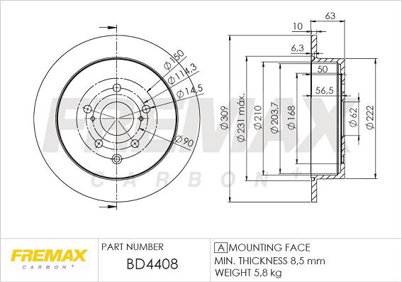 FREMAX BD-4408 - Disco de freno parts5.com