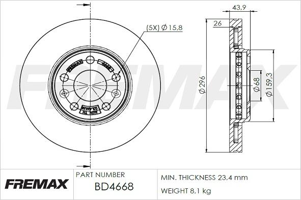 FREMAX BD-4668 - Fren diski parts5.com