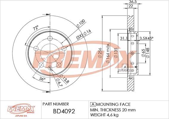 FREMAX BD-4092 - Тормозной диск parts5.com