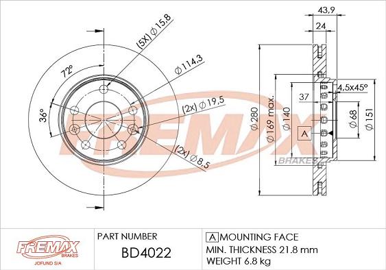 FREMAX BD-4022 - Kočioni disk parts5.com