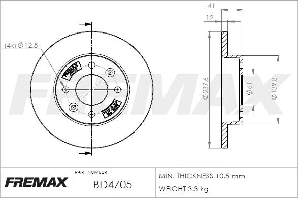 FREMAX BD-4705 - Féktárcsa parts5.com