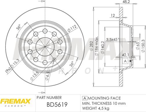 FREMAX BD-5619 - Brake Disc parts5.com