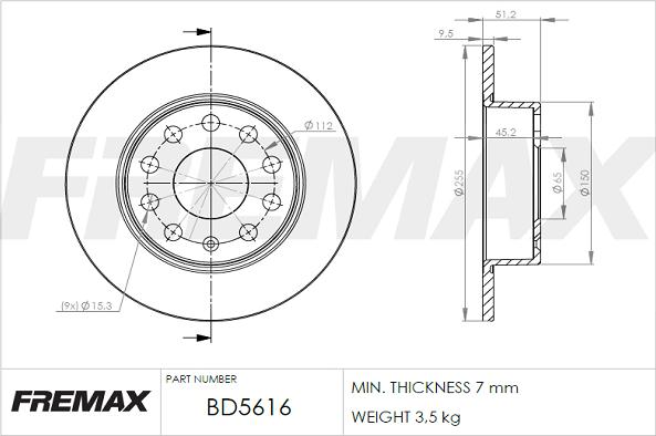 FREMAX BD-5616 - Féktárcsa parts5.com