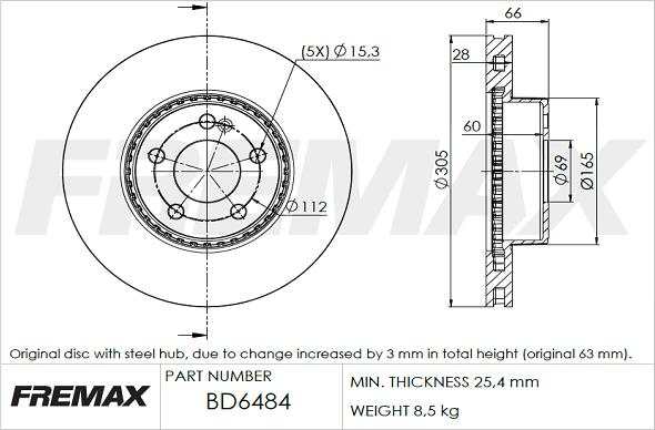 FREMAX BD-6484 - Brzdový kotouč parts5.com