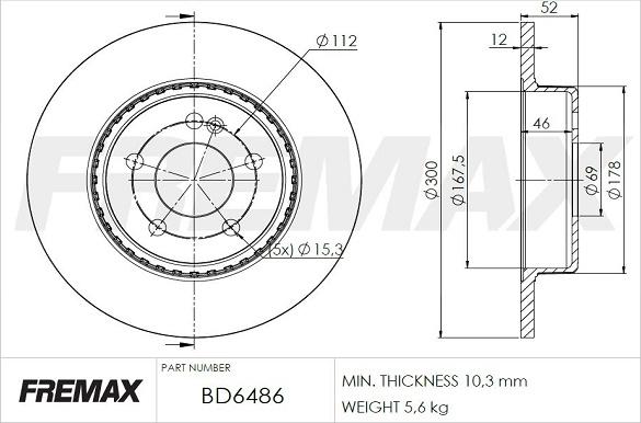 FREMAX BD-6486 - Brzdový kotouč parts5.com