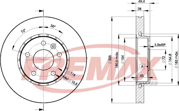 FREMAX BD-6845 - Zavorni kolut parts5.com