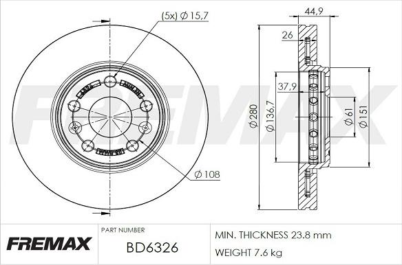 FREMAX BD-6326 - Δισκόπλακα parts5.com