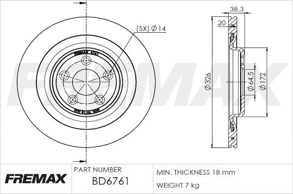 FREMAX BD-6761 - Tarcza hamulcowa parts5.com