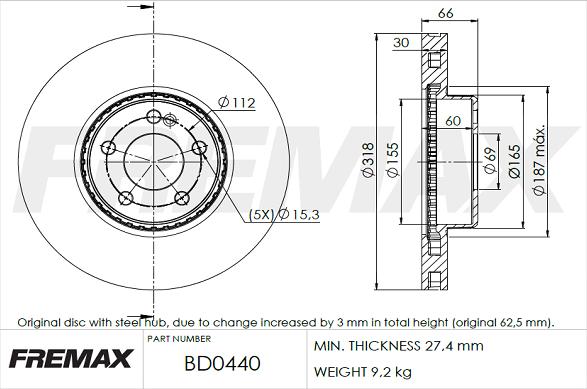 FREMAX BD-0440 - Brzdový kotouč parts5.com