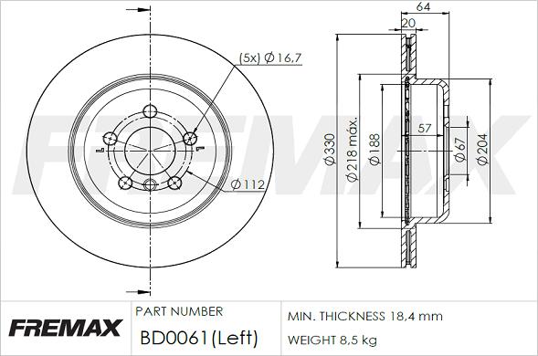 FREMAX BD-0061 - Disco de freno parts5.com