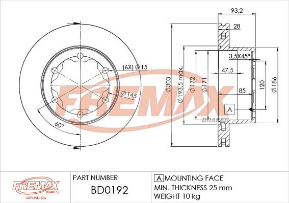 FREMAX BD-0192 - Disc frana parts5.com