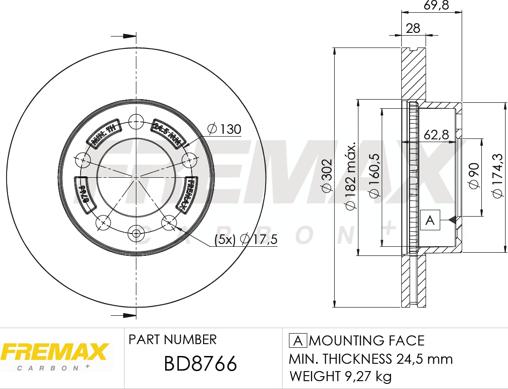 FREMAX BD-8766 - Féktárcsa parts5.com