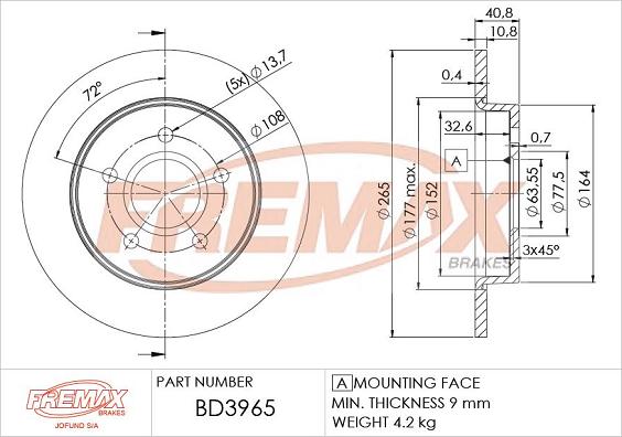 FREMAX BD-3965 - Féktárcsa parts5.com