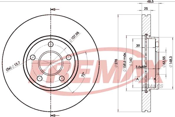 FREMAX BD-3963 - Спирачен диск parts5.com