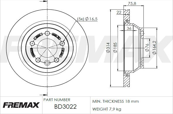 FREMAX BD-3022 - Brzdový kotúč parts5.com