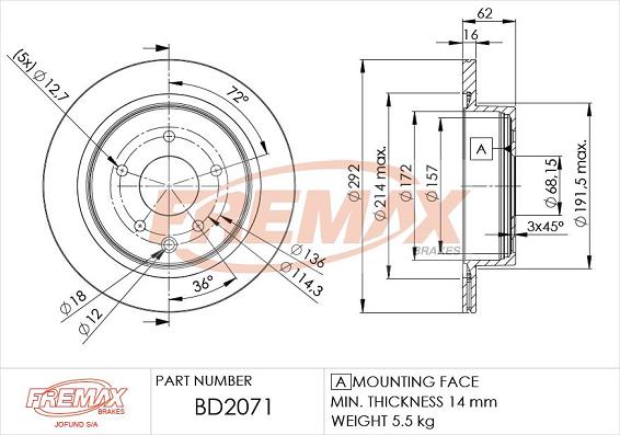 FREMAX BD-2071 - Disc frana parts5.com