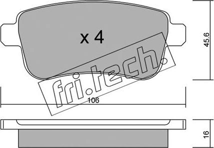 Fri.Tech. 834.0 - Komplet zavornih oblog, ploscne (kolutne) zavore parts5.com