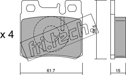 Fri.Tech. 212.0 - Brake Pad Set, disc brake parts5.com