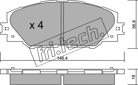 Fri.Tech. 764.0 - Комплект спирачно феродо, дискови спирачки parts5.com